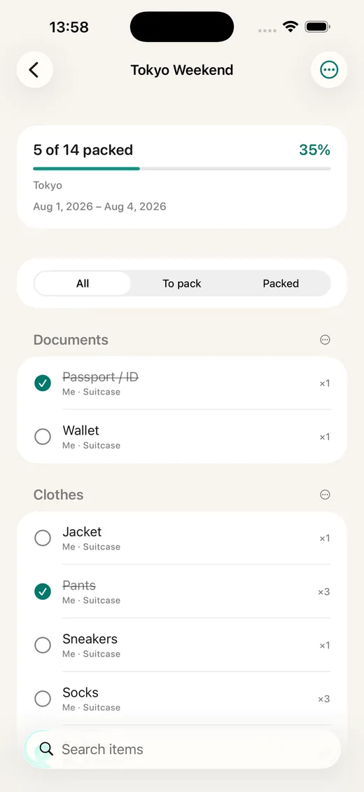 Bags and people